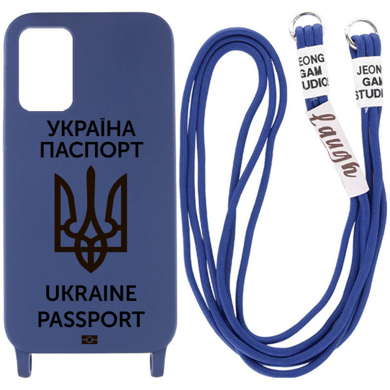 Чохол Cord case Ukrainian style c довгим кольоровим ремінцем на Samsung Galaxy A53 5G (Темно-синій / Midnight blue)