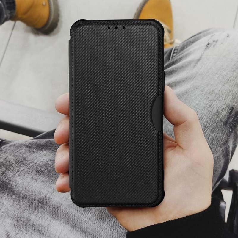 Купить Кожаный чехол книжка GETMAN Razor (PU) для Xiaomi Redmi Note 13 Pro 4G / Poco M6 Pro 4G (Carbon) на vchehle.ua