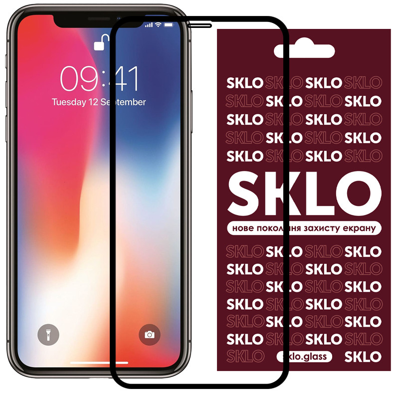 Защитное стекло SKLO 3D для Apple iPhone 11 Pro / X / XS (5.8") (Черный)