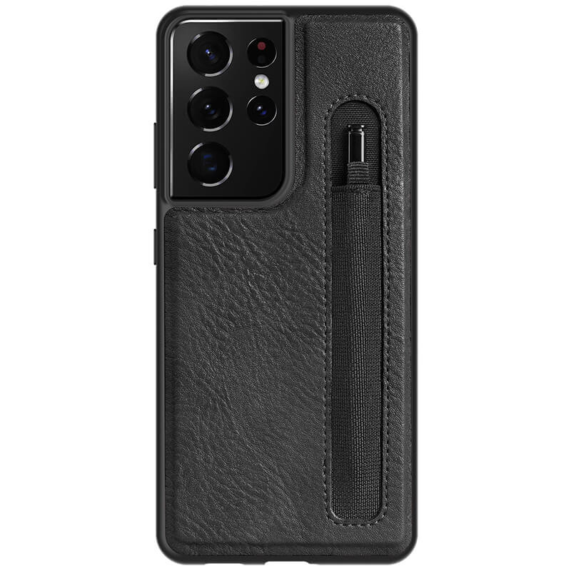 Кожаная накладка Nillkin Aoge (с держателем ручки) для Samsung Galaxy S21 Ultra (Черный)