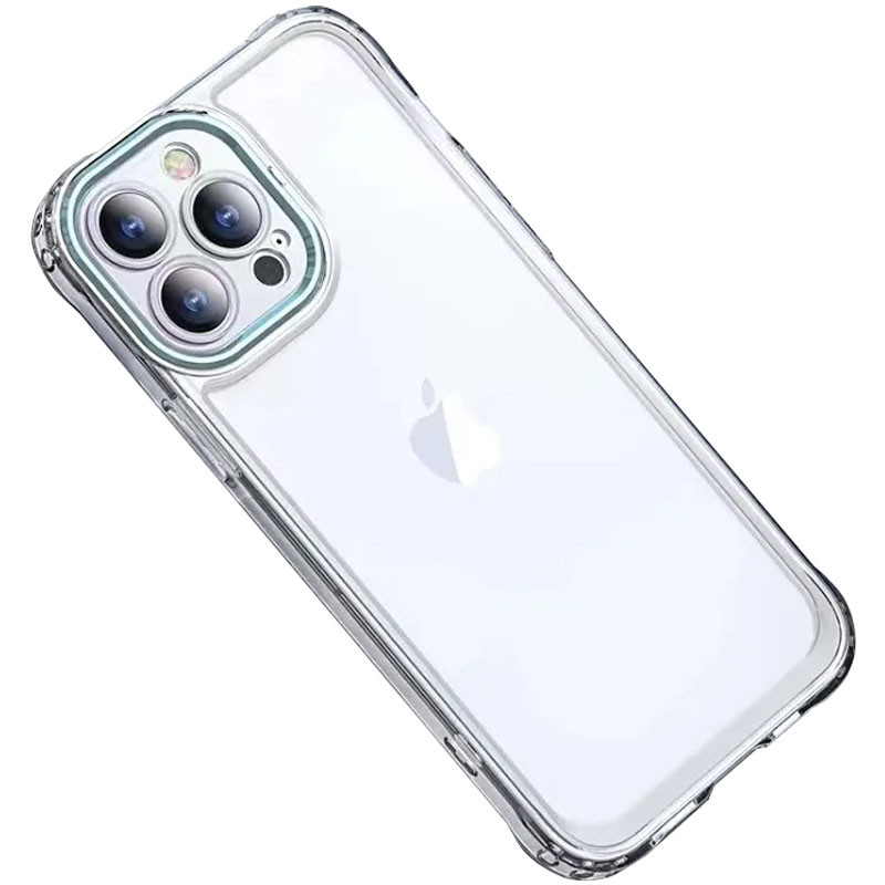 Фото TPU+PC чехол ColorCam для Apple iPhone 14 Pro Max (6.7") (Прозрачный / Бирюзовый) на vchehle.ua