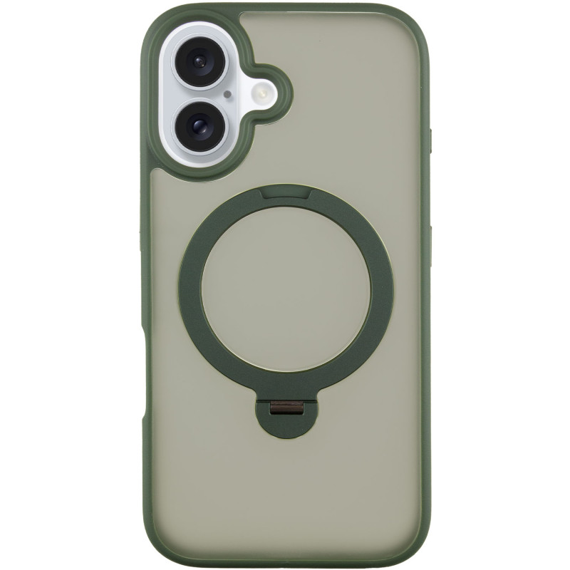 TPU+PC чехол Metal Buttons with Magnetic Safe Colorful HQ Ring для Apple iPhone 16 (6.1") (Green)