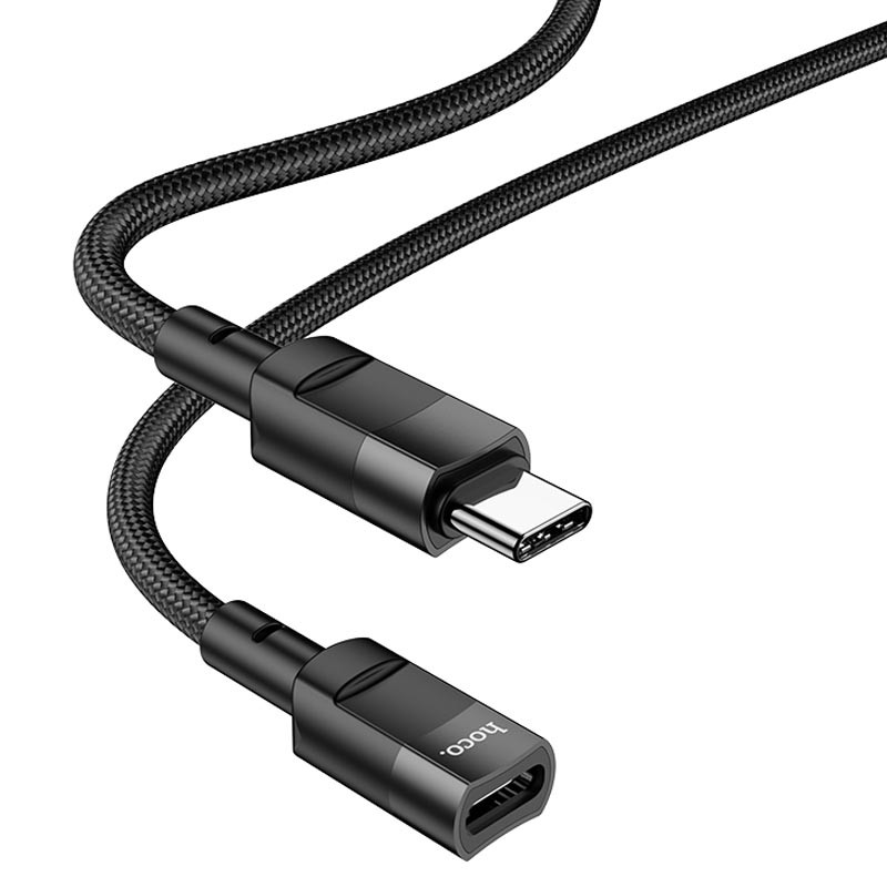 Фото Переходник Hoco U107 Type-C male to Type-C female USB2.0 (1.2m) (Black) на vchehle.ua