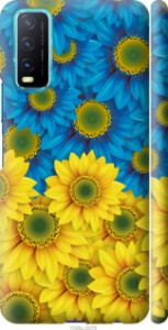 Чехол Жёлто-голубые цветы для Vivo Y20