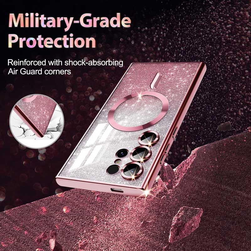 Фото TPU чохол Delight case with Magnetic Safe з захисними лінзами на камеру на Samsung Galaxy S25 Ultra (Рожевий / Rose Gold) в маназині vchehle.ua