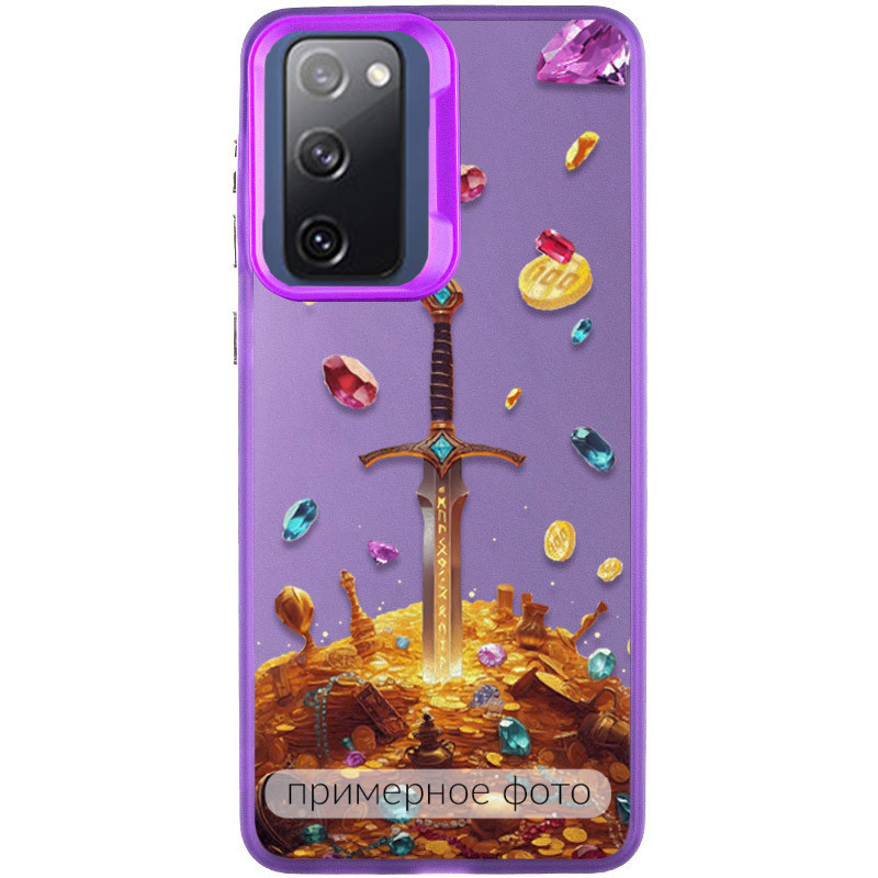 TPU+PC чохол TakiTaki Fantasy magic glow на Samsung Galaxy S22 Ultra (Gold Sword - Purple)