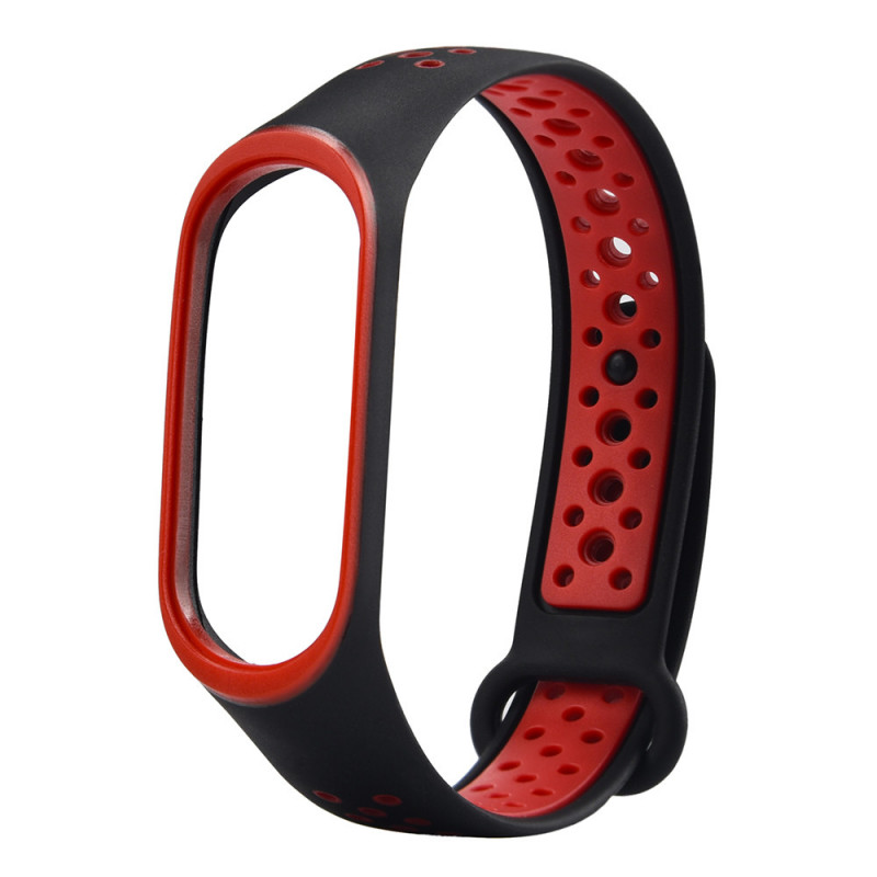 Ремешок Sport для Xiaomi Mi Band 5 / 6 (Черный / Красный)