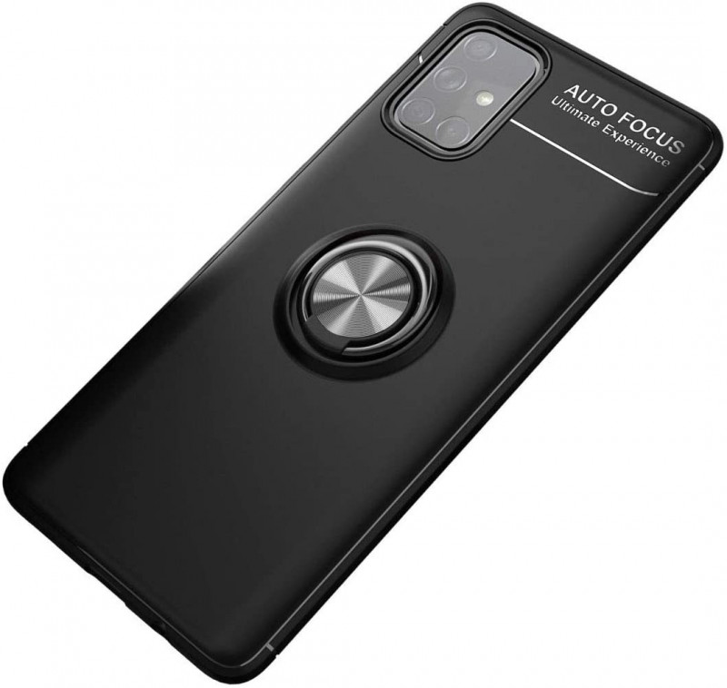 TPU чехол Deen ColorRing под магнитный держатель (opp) для Samsung Galaxy A52 4G / A52 5G / A52s (Черный / Черный)