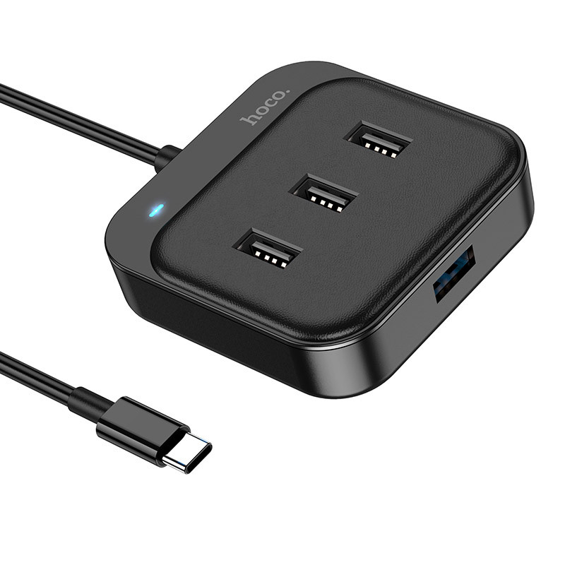 Фото Переходник HUB Hoco HB31 Easy 4-in-1 (Type-C to USB2.0*3) (L=0.2m) (Black) на vchehle.ua