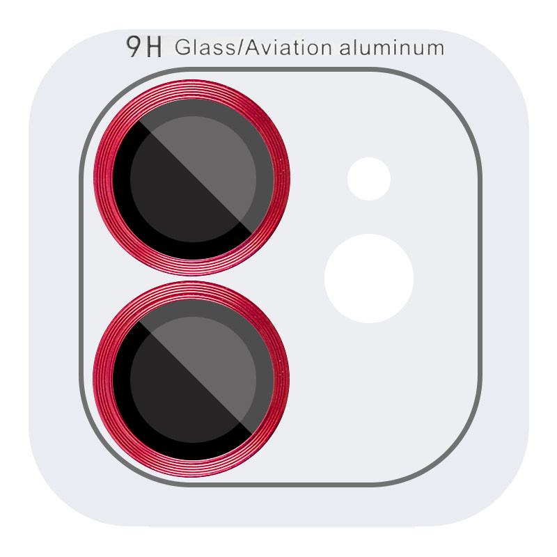 Захисне скло Metal Classic на камеру (в упак.) на Apple iPhone 12 / 12 mini / 11 (Червоний / Red)