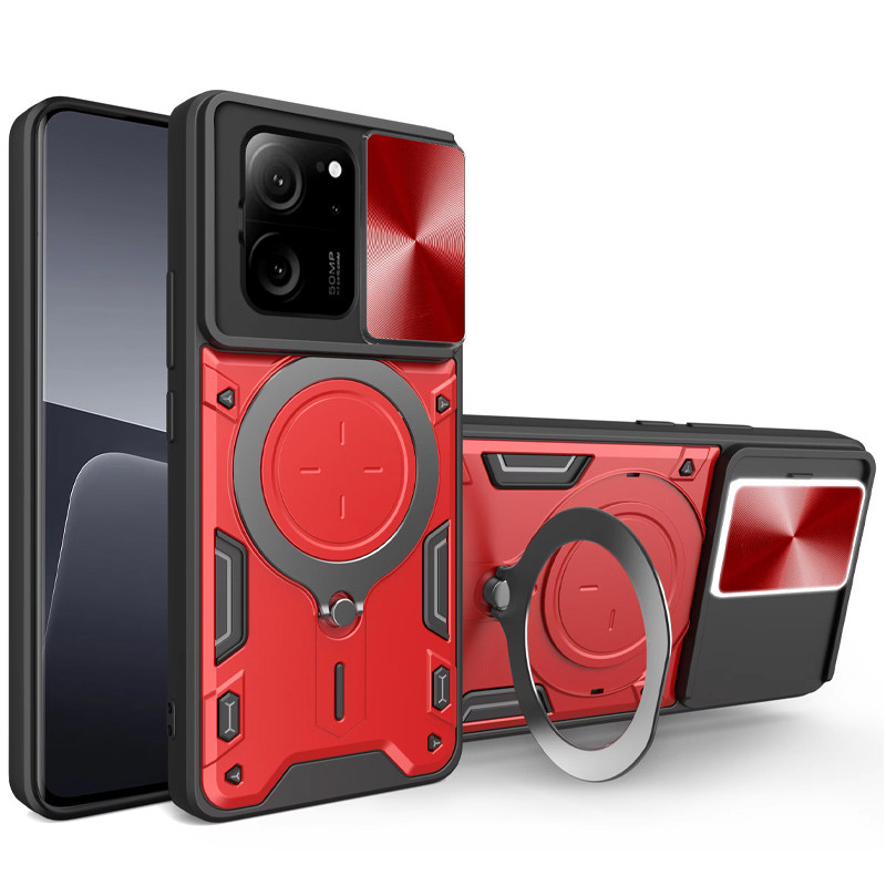 Ударопрочный чехол Bracket case with Magnetic для Xiaomi 13T / 13T Pro (Red)