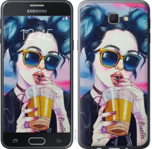 Чехол Арт-девушка в очках для Samsung Galaxy J7 Prime
