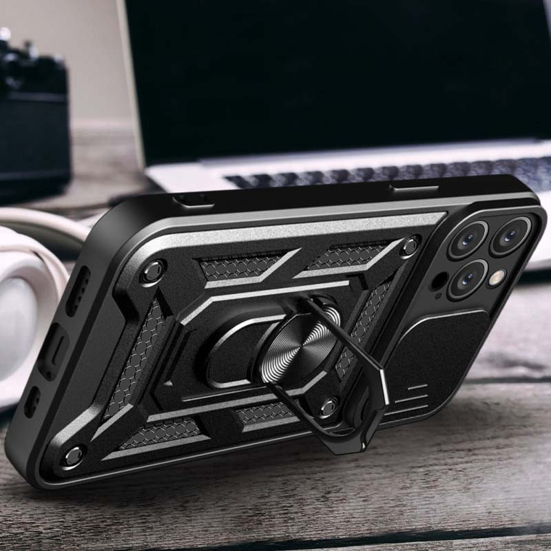 Замовити Ударостійкий чохол Camshield Serge Ring на Apple iPhone 13 Pro (6.1") (Чорний) на vchehle.ua