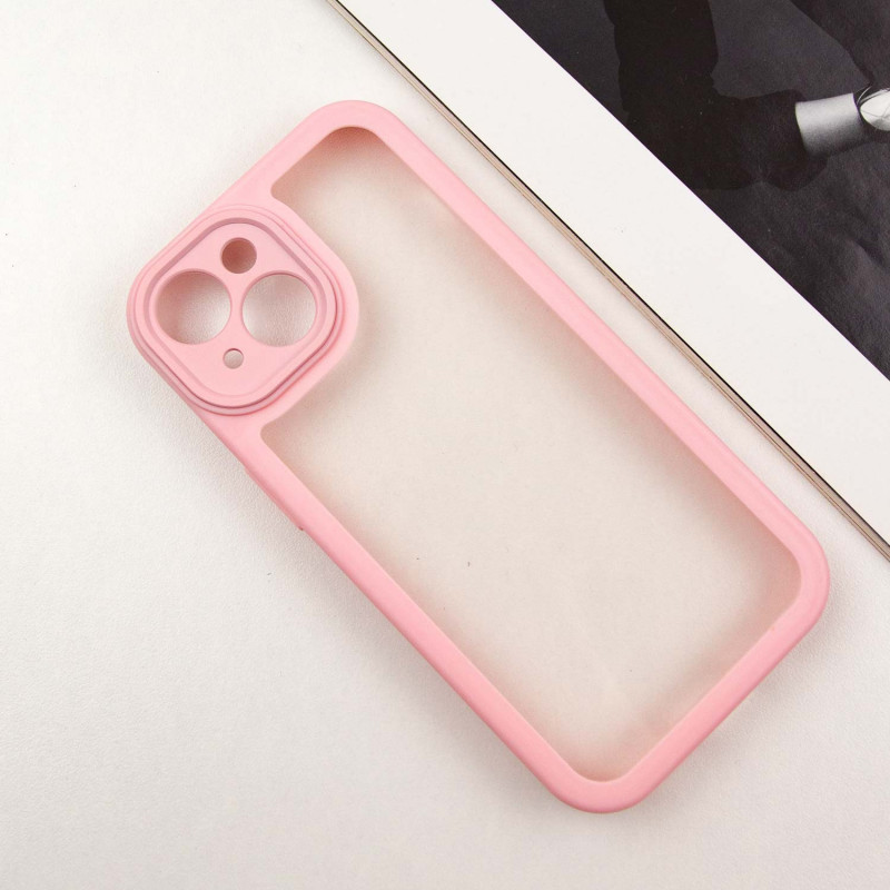 Фото TPU чехол Transparent + Colour 1,5mm для Apple iPhone 15 (6.1") (Pink) на vchehle.ua