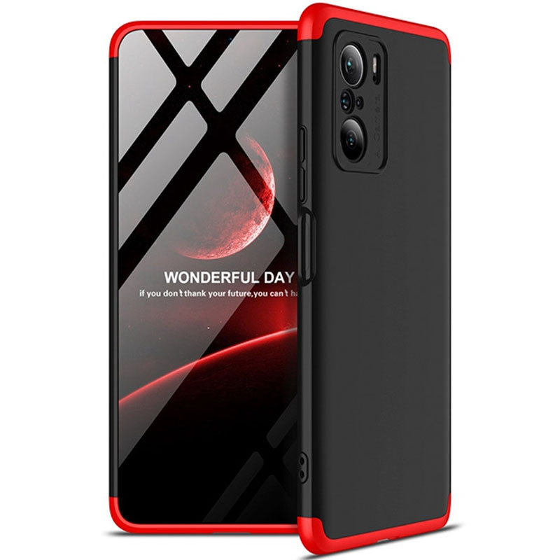 Пластиковая накладка GKK LikGus 360 градусов (opp) для Xiaomi Redmi K40/K40 Pro/K40 Pro+/Poco F3 (Черный / Красный)