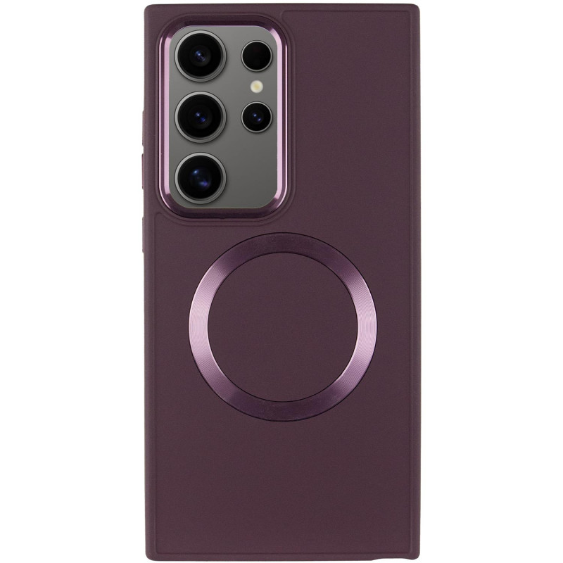 Фото TPU чехол Bonbon Metal Style with Magnetic safe для Samsung Galaxy S24 Ultra (Бордовый / Plum) на vchehle.ua