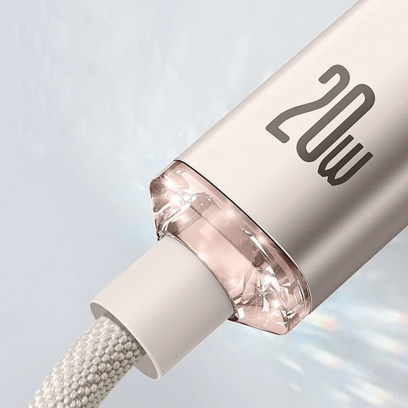 Фото Дата кабель Baseus Crystal Shine Series Type-C to Lightning 20W (1.2m) (CAJY00020) (Pink) на vchehle.ua