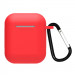 Силиконовый футляр для наушников Airpods 1/2 Hang + карабин (Красный / Crimson)