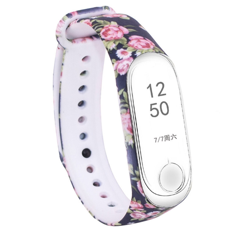 

Силіконовий ремінець з малюнком для Xiaomi Mi Band 5 / 6 (Троянди / Синій) 926001
