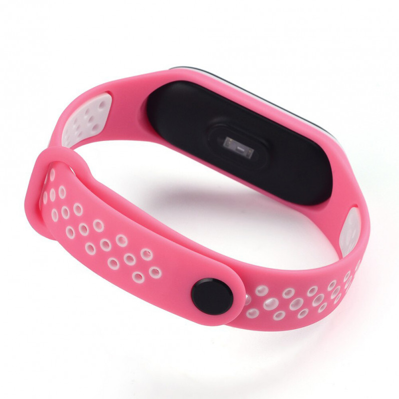Ремінець Sport для Xiaomi Mi Band 3/4 (Рожевий / Білий) в магазині vchehle.ua