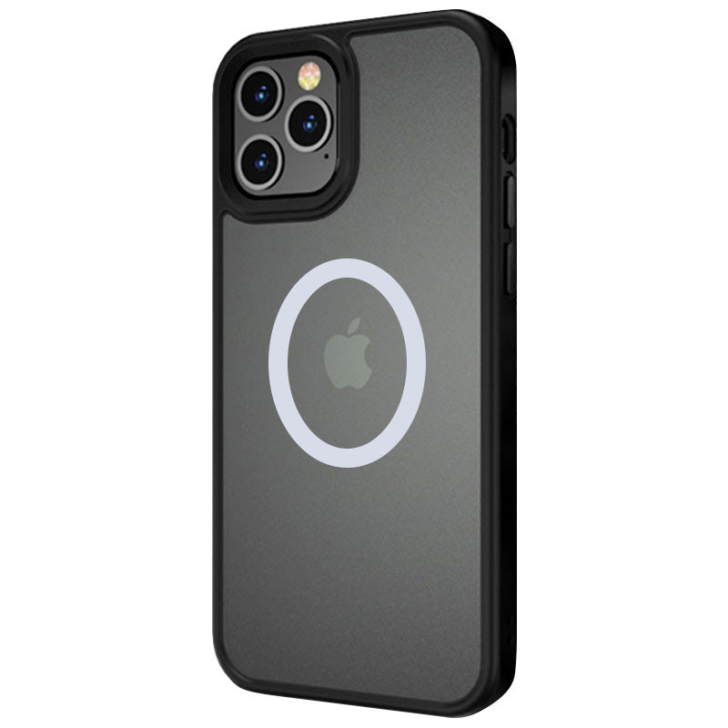 Фото TPU+PC чохол Metal Buttons with Magnetic Safe на Apple iPhone 12 Pro Max (6.7") (Чорний) на vchehle.ua