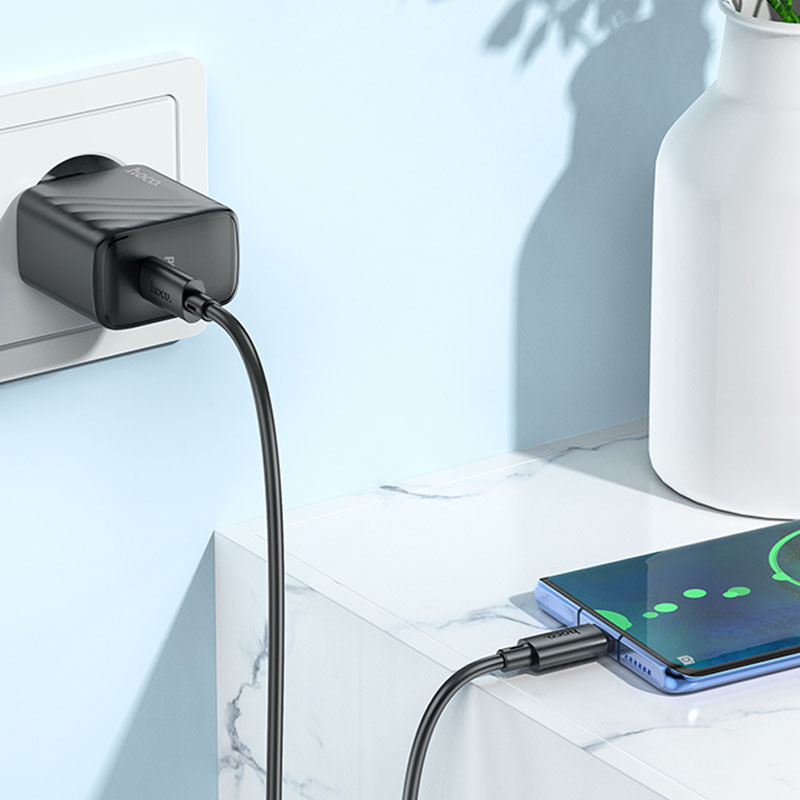 СЗУ Hoco CS22A Value PD30W (1USB-C) + кабель Type-C to Type-C (Black) в магазине vchehle.ua