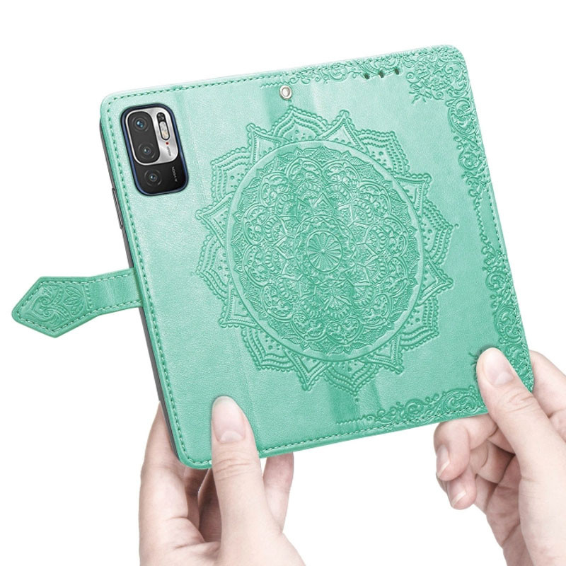 Купить Кожаный чехол-книжка Art Case с визитницей для Xiaomi Redmi Note 10 5G / Poco M3 Pro (Бирюзовый) на vchehle.ua
