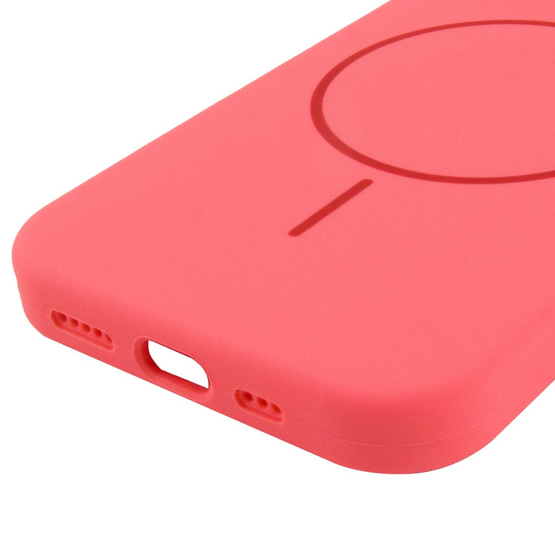 Купити Чохол Silicone Case Full Protective (AA) NO LOGO with Magnetic Safe на Apple iPhone 15 (6.1") (Кавуновий / Watermelon red) на vchehle.ua