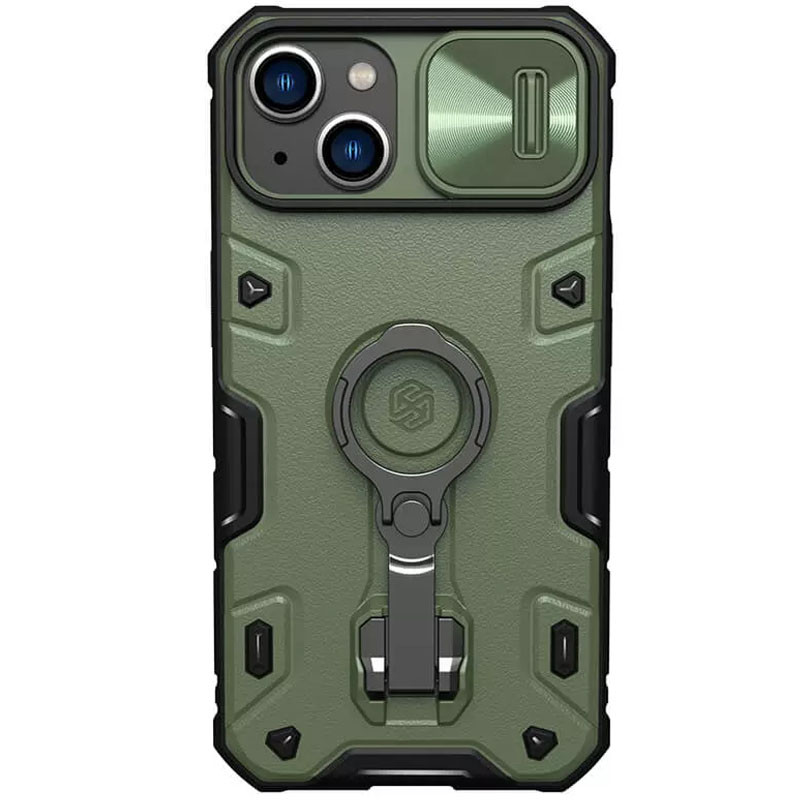 TPU+PC чехол Nillkin Metal CamShield Armor Pro no logo (со шторкой) для Apple iPhone 14 Plus (6.7") (Green)