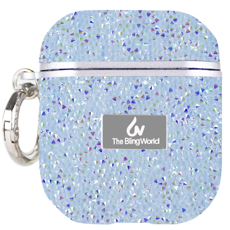 TPU чохол Bling World Rock Diamond на наушников AirPods 1/2 (Блакитний)