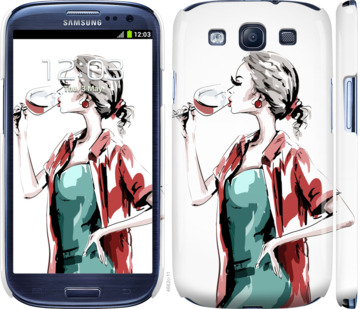 

Чехол Девушка с бокалом для Samsung Galaxy S3 Duos I9300i 841313
