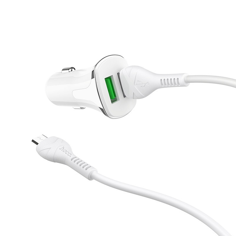 Фото АЗП Hoco Z31 QC3.0 (2USB/3.4A) + microUSB (Білий) в маназині vchehle.ua