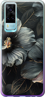 Чехол Черные цветы для Vivo Y31