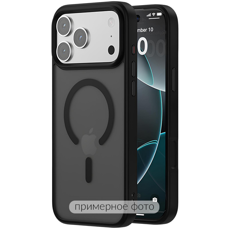 TPU+PC чохол Metal Buttons with Magnetic Safe Colorful на Apple iPhone 17 (6.3") (Чорний / Black)