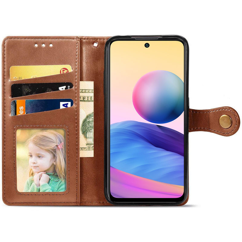 Кожаный чехол книжка GETMAN Gallant (PU) для Xiaomi Redmi Note 10 5G / Poco M3 Pro (Коричневый) в магазине vchehle.ua