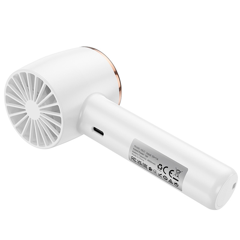 Купить Портативный вентилятор Hoco HX21 Wind high speed handheld fan 4000 mAh (White) на vchehle.ua