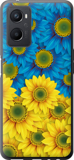 Чехол Жёлто-голубые цветы для Oppo A96