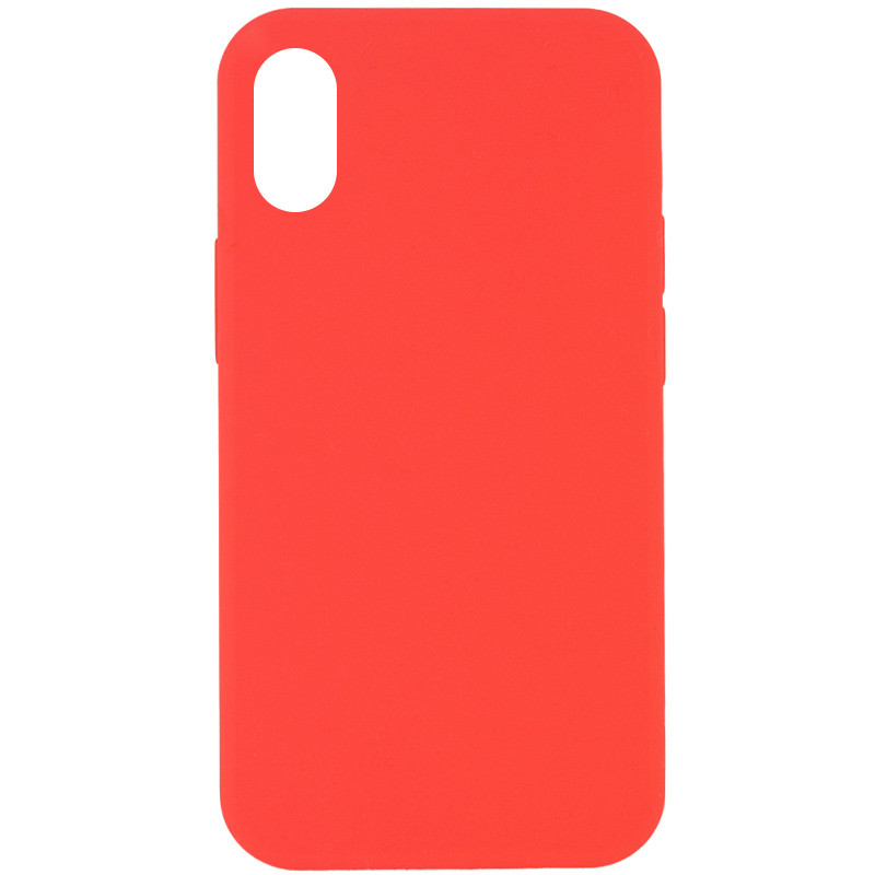 Чехол Silicone Case Full Protective (AA) NO LOGO для Apple iPhone X / XS (5.8") (Арбузный / Watermelon red)