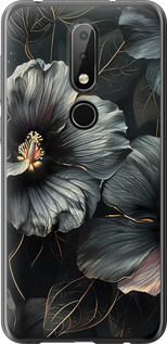 Чехол Черные цветы для Nokia 6.1 Plus