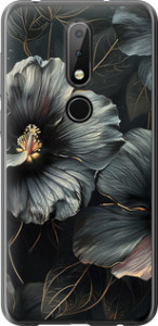 Чехол Черные цветы для Nokia 6.1 Plus