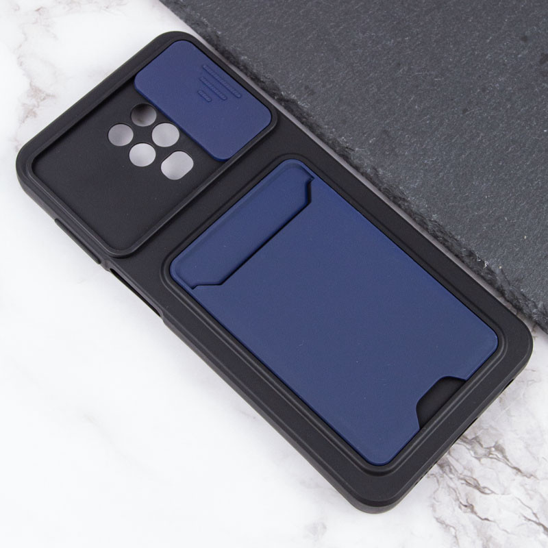 

TPU+PC чохол Card Holder для Xiaomi Redmi Note 9 Pro (Синій) 1213605