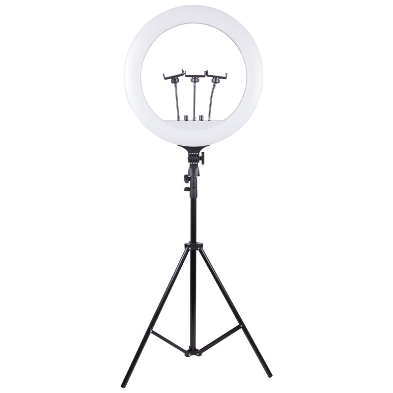 Фото Кільцева світлодіодна LED лампа Arc Ring Remote control 18" + tripod 2.1m (Black) на vchehle.ua