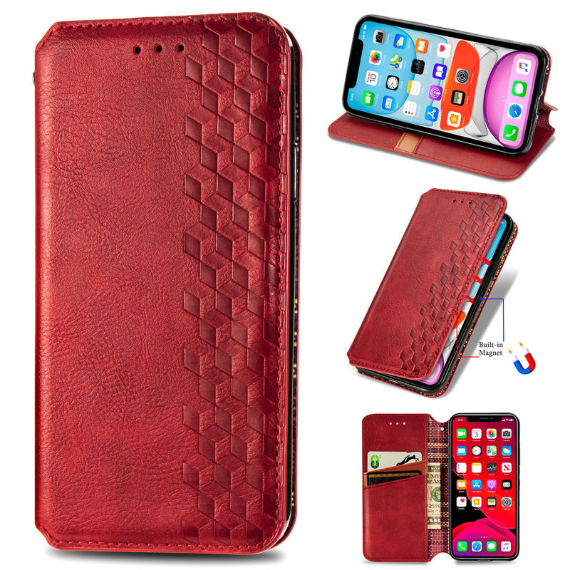 Фото Шкіряний чохол-книжка GETMAN Cubic (PU) на Xiaomi Redmi Note 10 Pro / 10 Pro Max (Червоний) в маназині vchehle.ua
