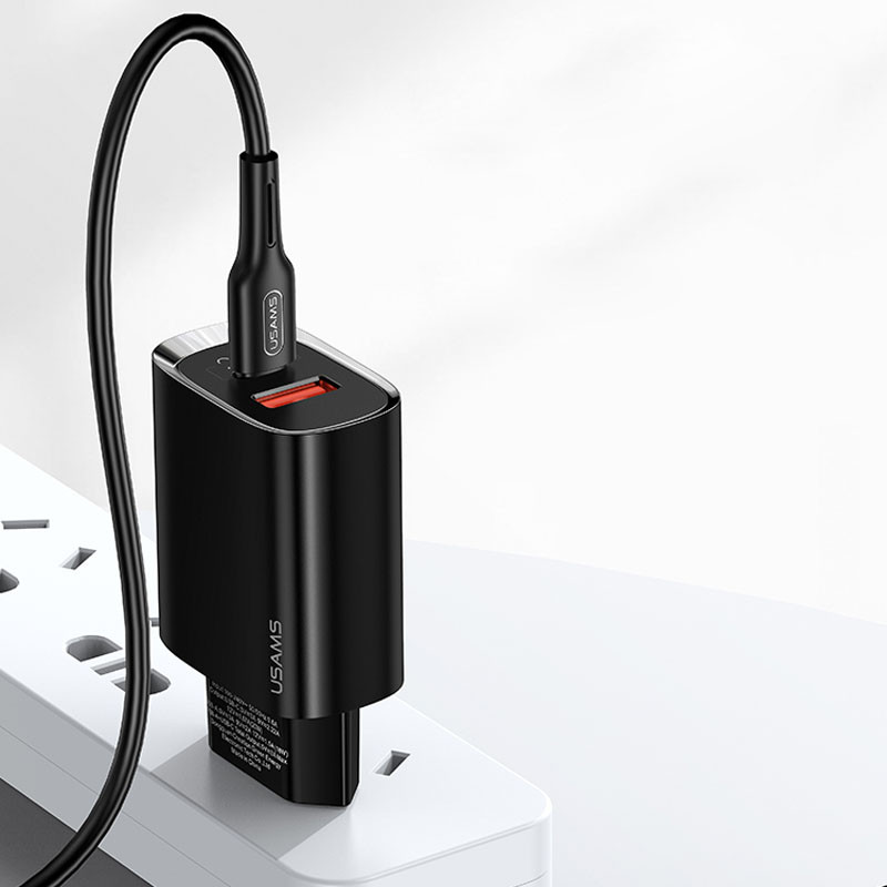 Фото СЗУ Usams US-CC121 T35 QC3.0 + PD3.0 20W (1USB-A/1C) (Черный) в магазине vchehle.ua