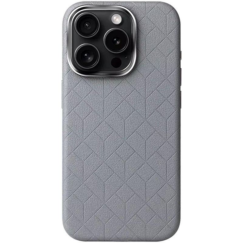 Шкіряний чохол Carved with Magnetic Safe на Apple iPhone 16 Pro (6.3") (Grey)