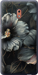 Чехол Черные цветы для Nokia 2.1