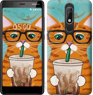 Чехол Зеленоглазый кот в очках для Nokia 5.1