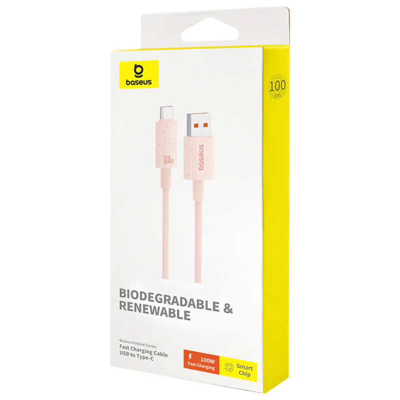 Купити Дата кабель Baseus Habitat Series Fast Charging USB Type-C 100W (1m) (P10360203421) (Wheat Pink) на vchehle.ua