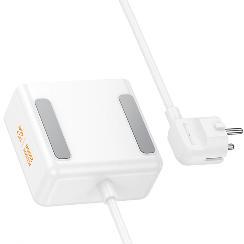 Купить Удлинитель Hoco AC28 Descanso (PD45W/1C/3A/2xSocket) (2m) (White) на vchehle.ua