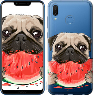 

Чохол Мопс і кавун на Huawei Honor Play 843826